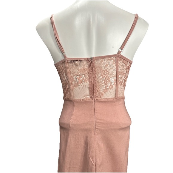 Haute Monde Medium Pink Denim Lace Corset Dress Molded Cup Adjustable Straps NWT - Picture 3 of 6